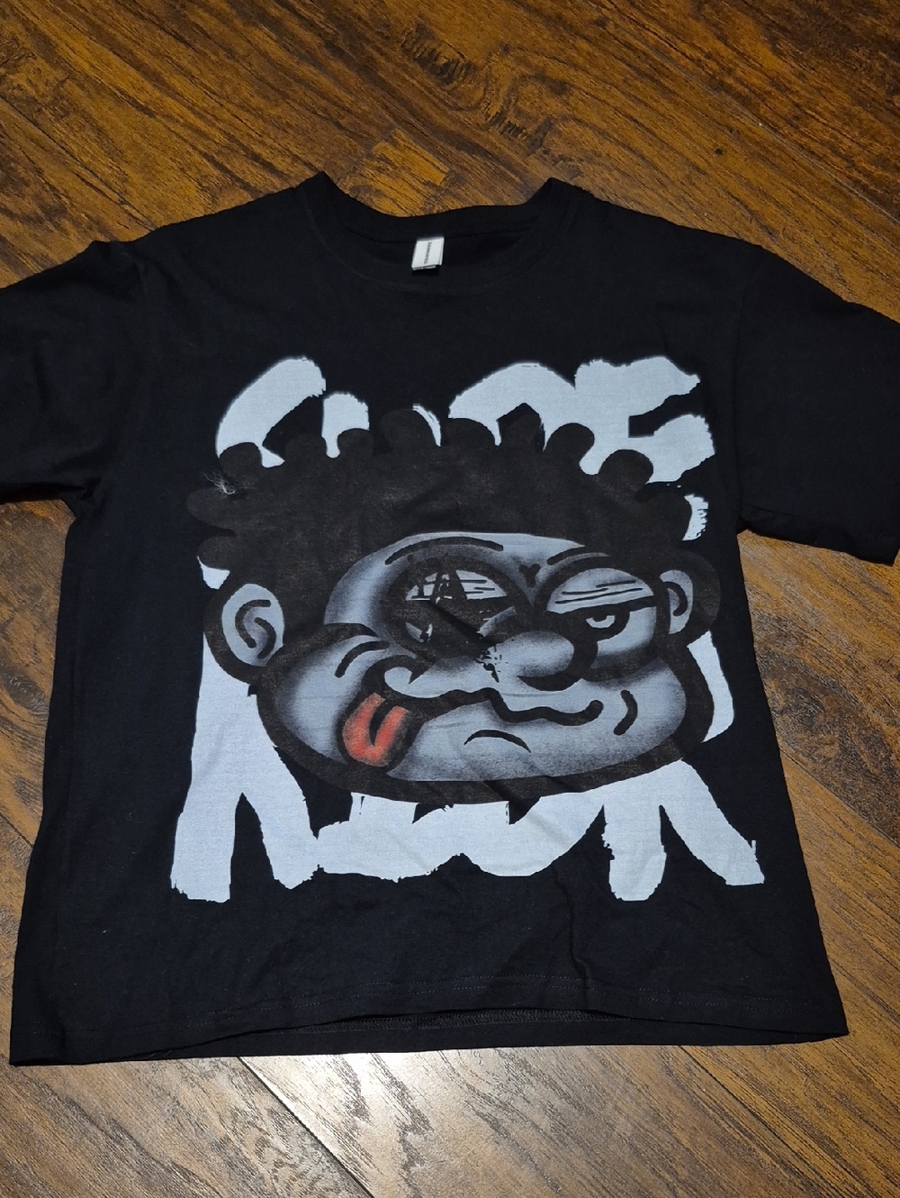 Men Black Graphic Tee with Character Print